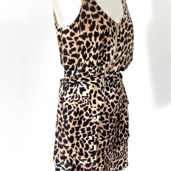 Michael Kors Animal Leopard Print Zip Up Dress with Belt Small - Picture 6 of 10